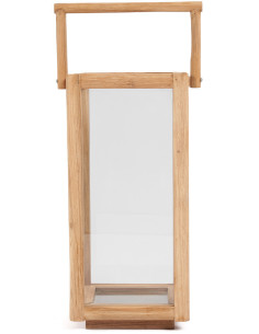 Lanterne de jardin XL originale Carrée Hauteur 60 cm en Bois de teck recyclé Naturel Verre Transparent The Nusa Penida 