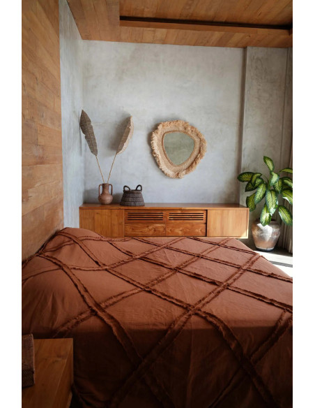 Grand Miroir mural bohème chic Organique 80x80 Herbe d'abaca Naturel The La Contessa 