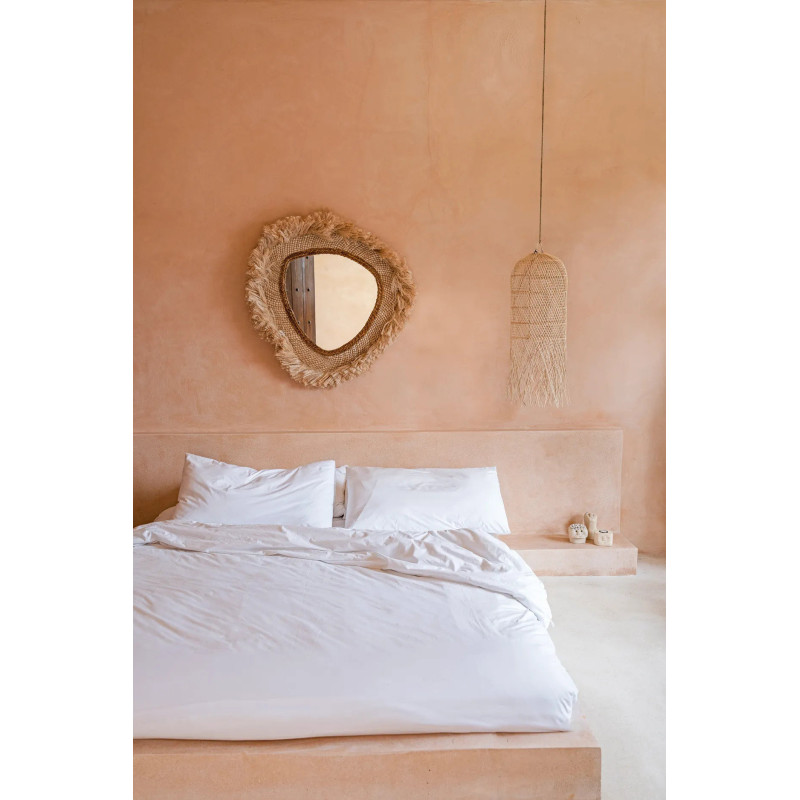 Grand Miroir mural bohème chic Organique 80x80 Herbe d'abaca Naturel The La Contessa 