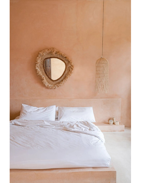 Grand Miroir mural bohème chic Organique 80x80 Herbe d'abaca Naturel The La Contessa 