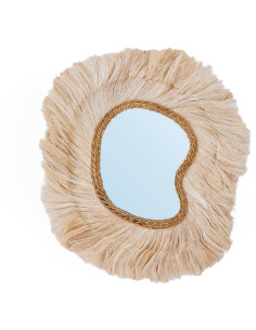 Grand Miroir mural bohème chic Organique 80x90 Herbe d'abaca Naturel The La Principessa 