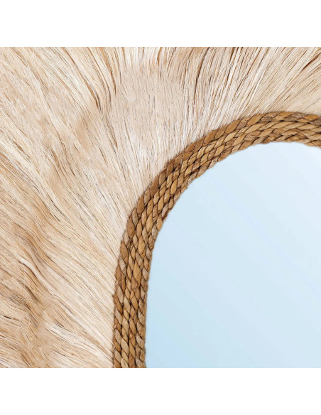Grand Miroir mural bohème chic Organique 80x90 Herbe d'abaca Naturel The La Principessa 