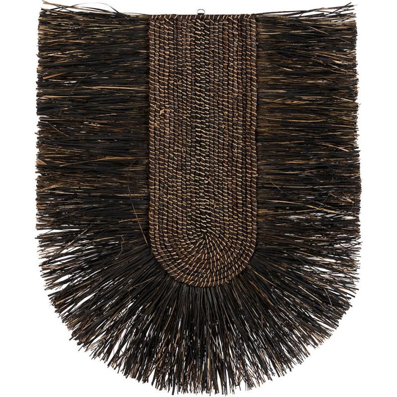 Grande décoration murale ethnique bohème H 87 cm Herbe Noir Tressé The Dada 