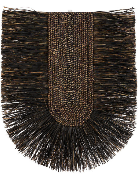 Grande décoration murale ethnique bohème H 87 cm Herbe Noir Tressé The Dada 