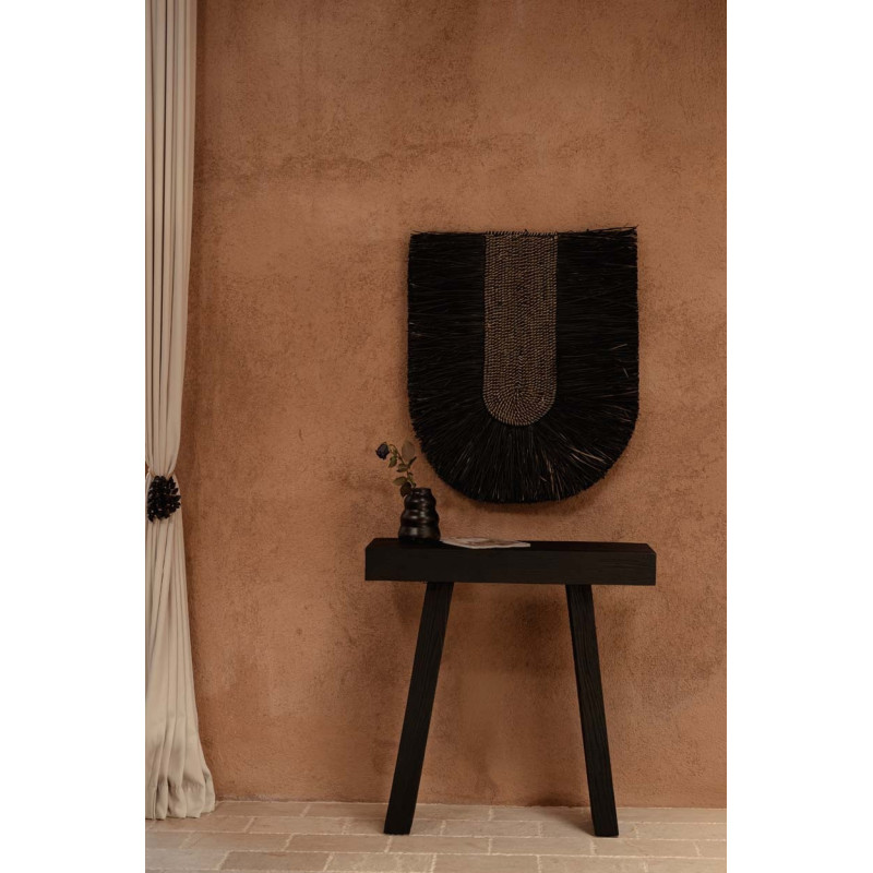 Grande décoration murale ethnique bohème H 87 cm Herbe Noir Tressé The Dada 