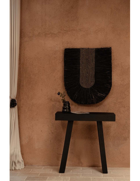 Grande décoration murale ethnique bohème H 87 cm Herbe Noir Tressé The Dada 