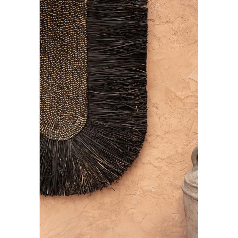 Grande décoration murale ethnique bohème H 87 cm Herbe Noir Tressé The Dada 