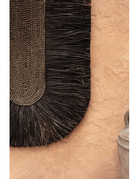Grande décoration murale ethnique bohème H 87 cm Herbe Noir Tressé The Dada 