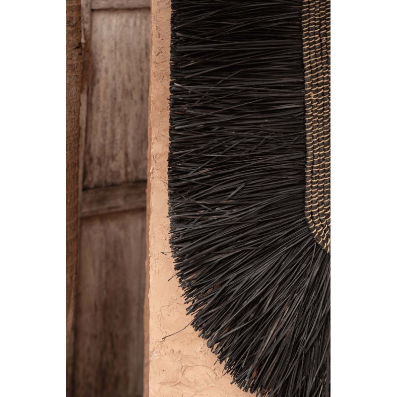 Grande décoration murale ethnique bohème H 87 cm Herbe Noir Tressé The Dada 