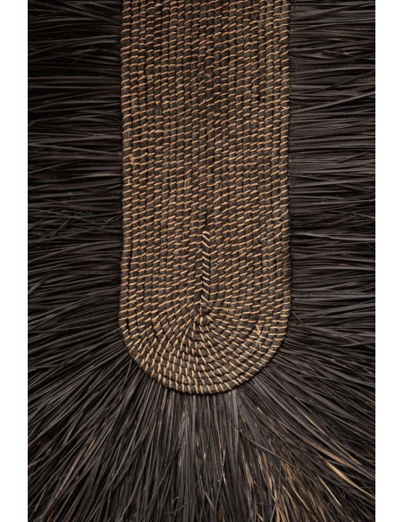 Grande décoration murale ethnique bohème H 87 cm Herbe Noir Tressé The Dada 