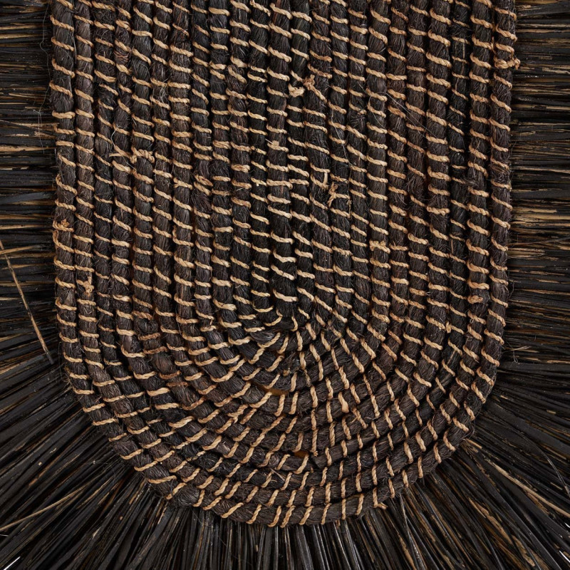 Grande décoration murale ethnique bohème H 87 cm Herbe Noir Tressé The Dada 