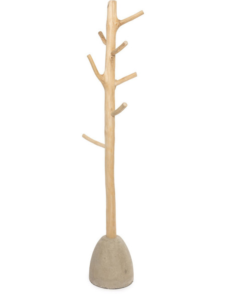 Porte manteaux original en Bois de teck Naturel Béton Gris The Concrete 