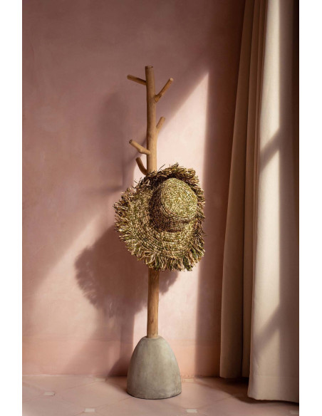 Porte manteaux original en Bois de teck Naturel Béton Gris The Concrete 