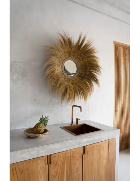 Miroir Mural Rond 90 cm en Herbe Naturel The Sunken Forest 