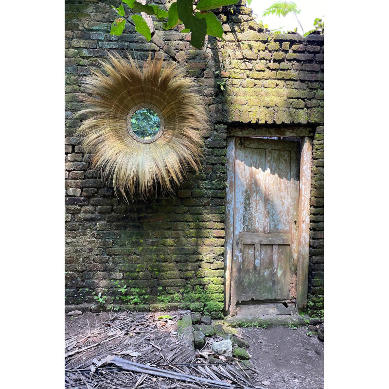 Miroir Mural Rond 90 cm en Herbe Naturel The Sunken Forest 