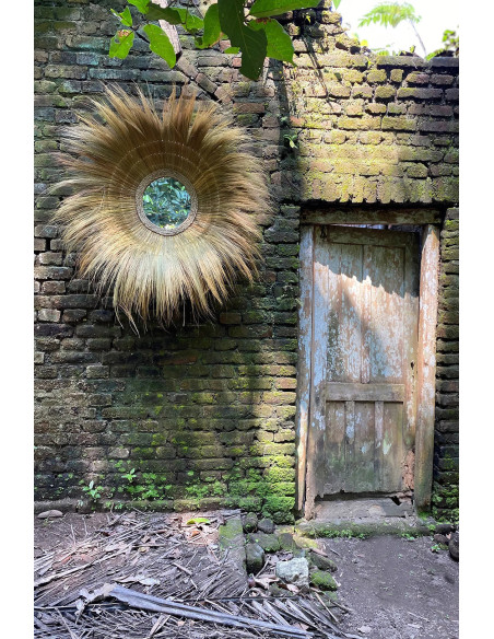 Miroir Mural Rond 90 cm en Herbe Naturel The Sunken Forest 