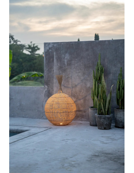 Abat jour original à suspendre ou poser 50 cm en Rotin Naturel The Wonton 