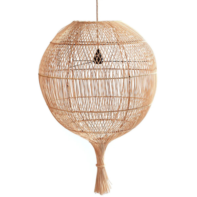 Abat jour original à suspendre ou poser 50 cm en Rotin Naturel The Wonton 