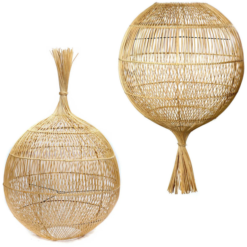 Abat jour original à suspendre ou poser 50 cm en Rotin Naturel The Wonton 