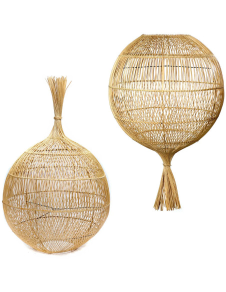 Abat jour original à suspendre ou poser 50 cm en Rotin Naturel The Wonton 