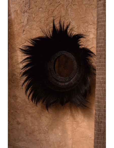 Miroir Mural Rond 90 cm en Herbe Noir The Sunken Forest 
