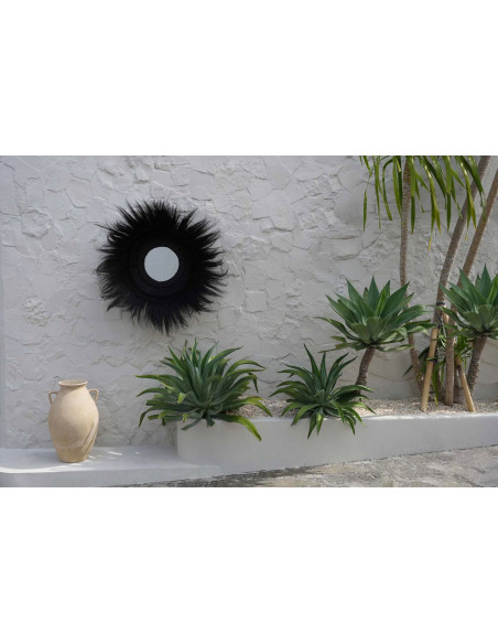 Miroir Mural Rond 90 cm en Herbe Noir The Sunken Forest 