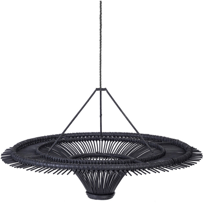 Abat jour original pour suspension 60 cm en Rotin Noir The Sky 