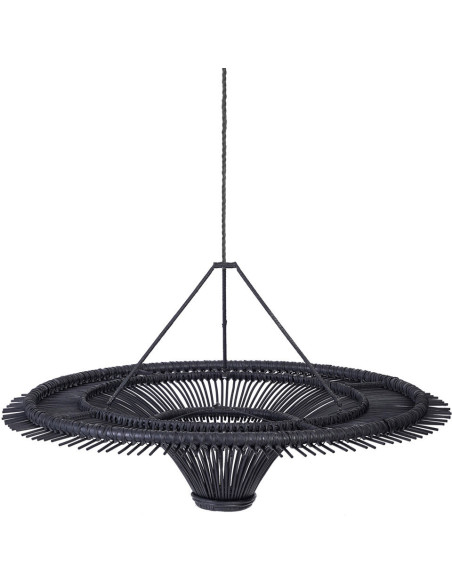 Abat jour original pour suspension 60 cm en Rotin Noir The Sky 