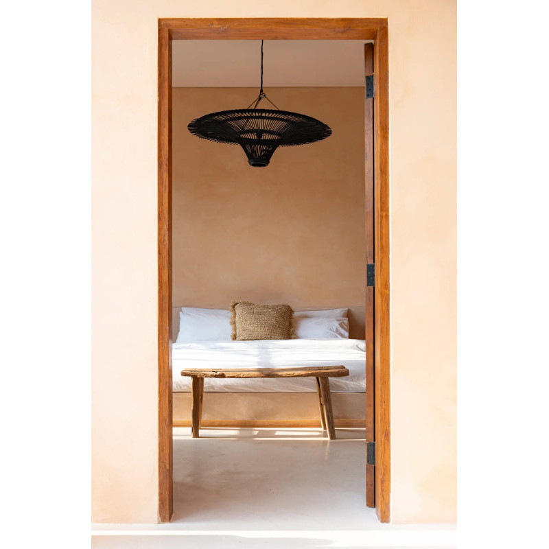 Abat jour original pour suspension 60 cm en Rotin Noir The Sky 