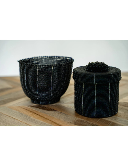 Panier de rangement original Bol 13x10 en Perle Noir The Beaded 