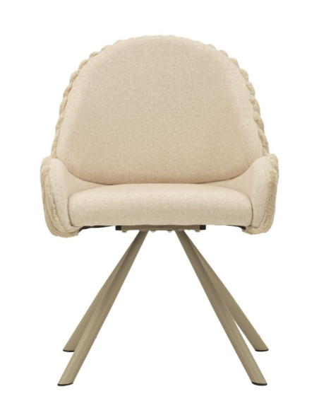 Lot de 2 Chaises salle à manger style moderne chic Tissu Métal Crème Bois MDF Stoccolma