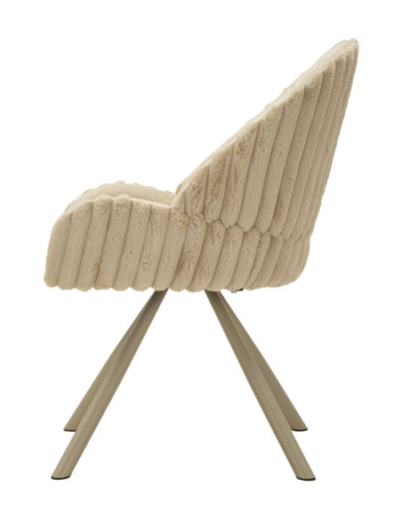 Lot de 2 Chaises salle à manger style moderne chic Tissu Métal Crème Bois MDF Stoccolma