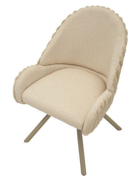 Lot de 2 Chaises salle à manger style moderne chic Tissu Métal Crème Bois MDF Stoccolma