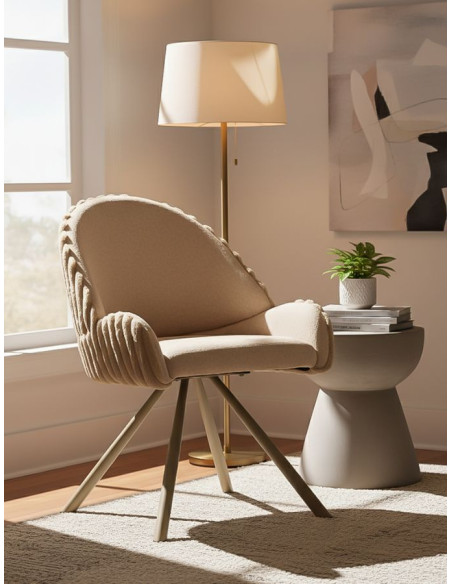 Lot de 2 Chaises salle à manger style moderne chic Tissu Métal Crème Bois MDF Stoccolma