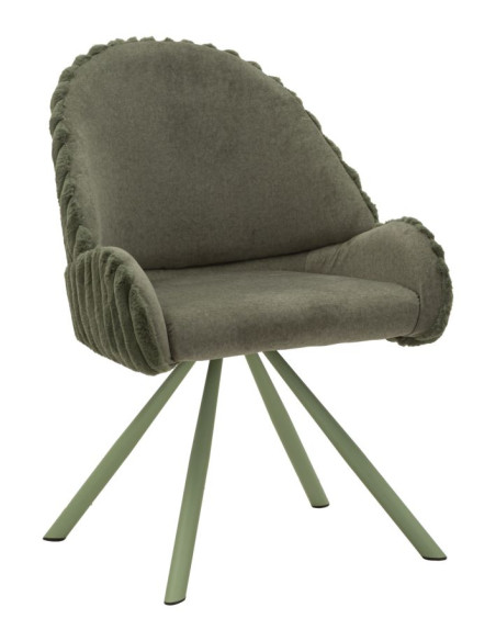 Lot de 2 Chaises salle à manger style moderne chic Tissu Métal Vert Bois MDF Stoccolma