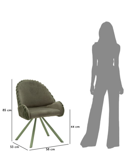 Lot de 2 Chaises salle à manger style moderne chic Tissu Métal Vert Bois MDF Stoccolma
