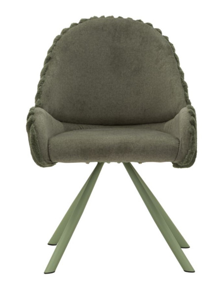 Lot de 2 Chaises salle à manger style moderne chic Tissu Métal Vert Bois MDF Stoccolma