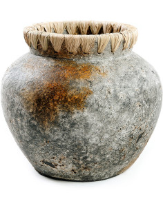 Vase Rond Hauteur 19 cm en Terre cuite Gris antique...