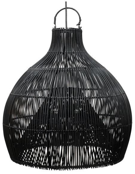 Abat-jour suspension cloche en rotin noir 55x55x55 cm The Lobster Trap