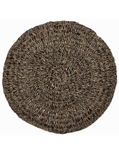 Tapis Rond 100 cm en Raphia Sisal Palmier Noir The Seagrass