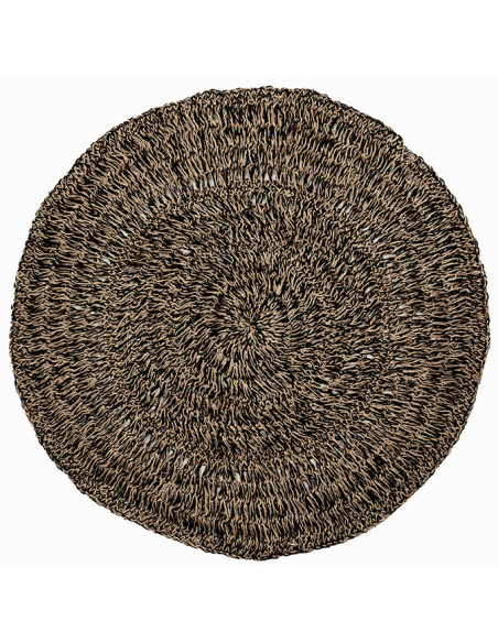 Tapis Rond 100 cm en Raphia Sisal Palmier Noir The Seagrass