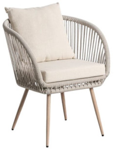 Lot de 4 Chaises de jardin design bord de mer Rotin...