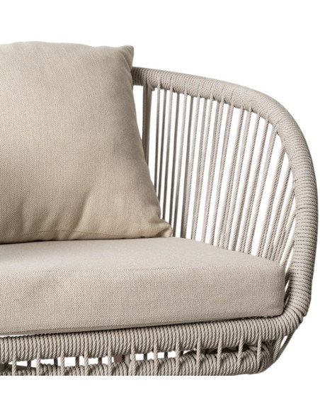 Lot de 4 Chaises de jardin design bord de mer Rotin synthétique Tressé Métal Naturel Effet bois Méliana