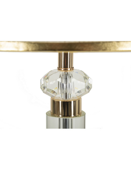 Lampe à poser design chic H 52 cm Verre Transparent Métal Doré Tissu Beige Praga