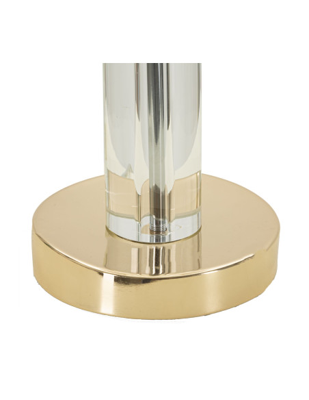 Lampe à poser design chic H 52 cm Verre Transparent Métal Doré Tissu Beige Praga