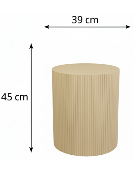 Table d’appoint cylindrique cannelée en MDF sable Ø39x45 cm Pillar