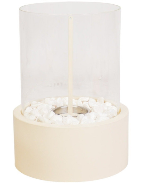 Cheminée de table moderne à l’éthanol 21x28 cm Verre Transparent Métal Sable Burner