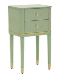 Table de chevet verte et dorée en bois de pin, MDF et fer 40 x 30 x 71 cm Camille