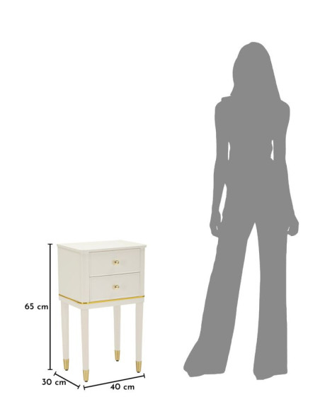 COMODINO CAMILLE BIANCO CM 40X30X71 