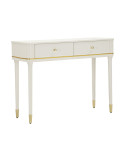 Console blanche et dorée en bois de pin, MDF et fer 101 x 37 x 78 cm Camille